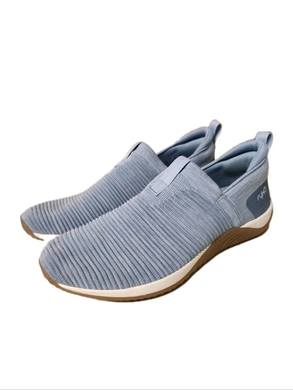 Ryka Echo Knit Slip On Sneakers Womens 9.5 Blue Grey Walking Shoes New Comfort